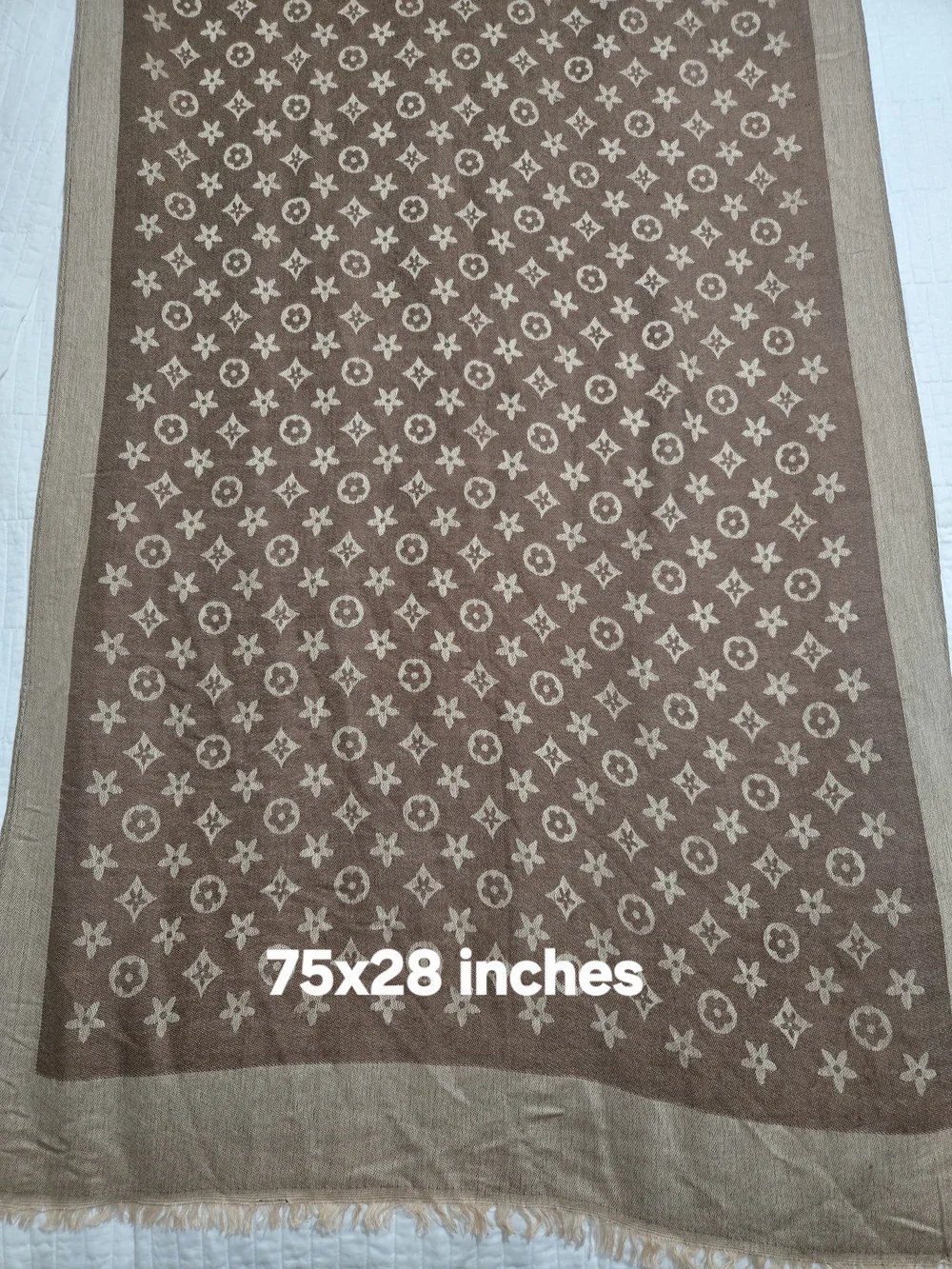 Classic Brown Monogram-Style Soft Wrap Scarf
